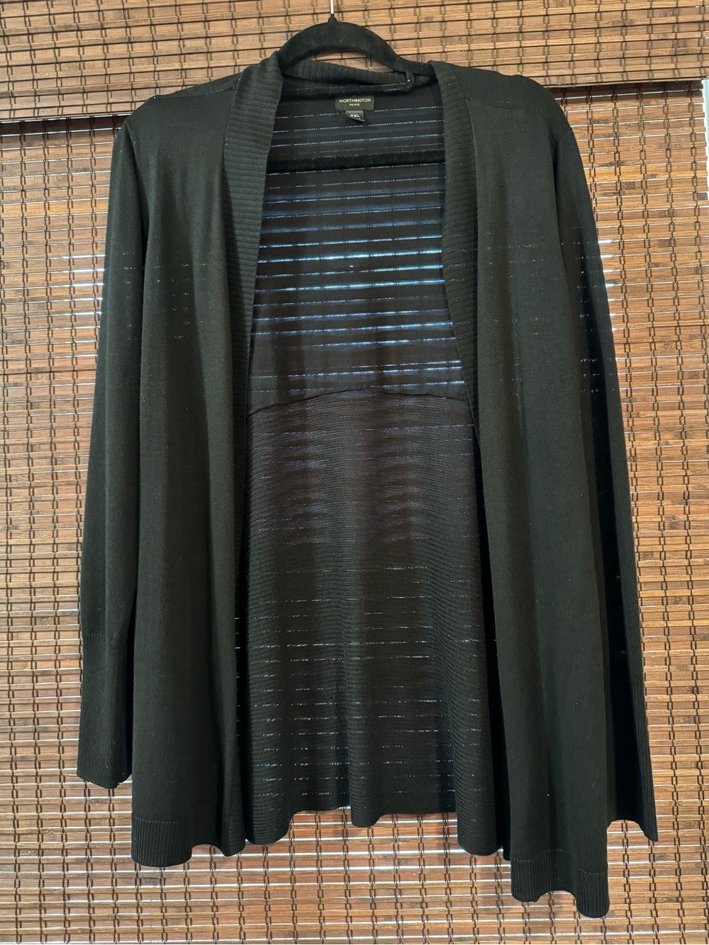 Worthington Black Open Drape Knit Cardigan